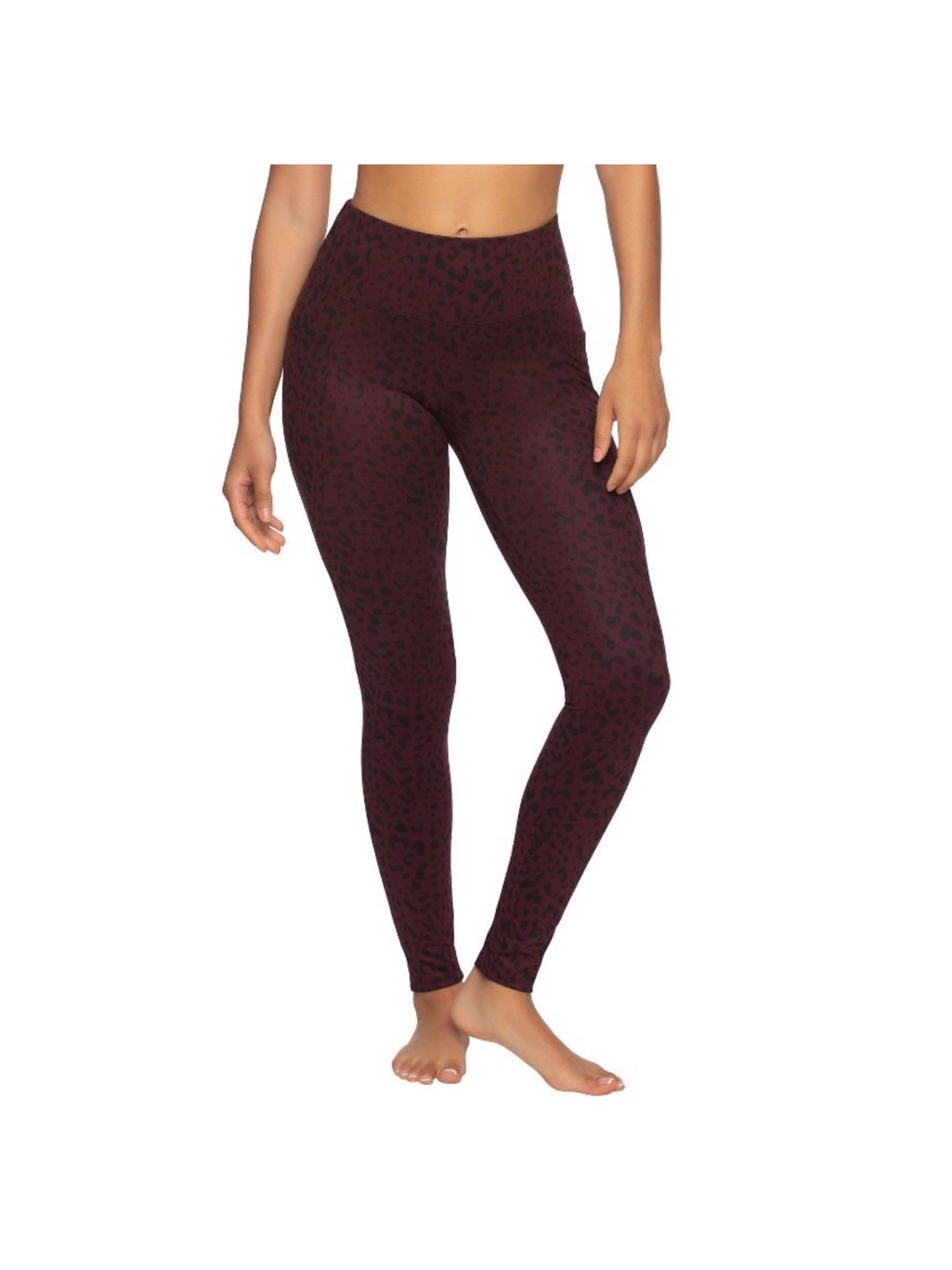 Felina Burgundy Leopard-Print High-Waist Leggings
